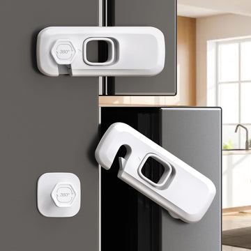5 Pack Fridge Locks for Kids, Child Proof Refrigerator Lock with Sticky Adhesive Pads, Fridge Child Locks, RV