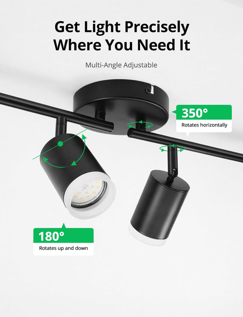 Ceiling Track Lighting Fixtures, Black Modern Led Track Light & Closet, 4.6 ft Long Flexible Adjustable
