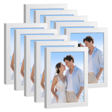 4x6 Picture Frame Set of 10, Wall or Tabletop Display, White