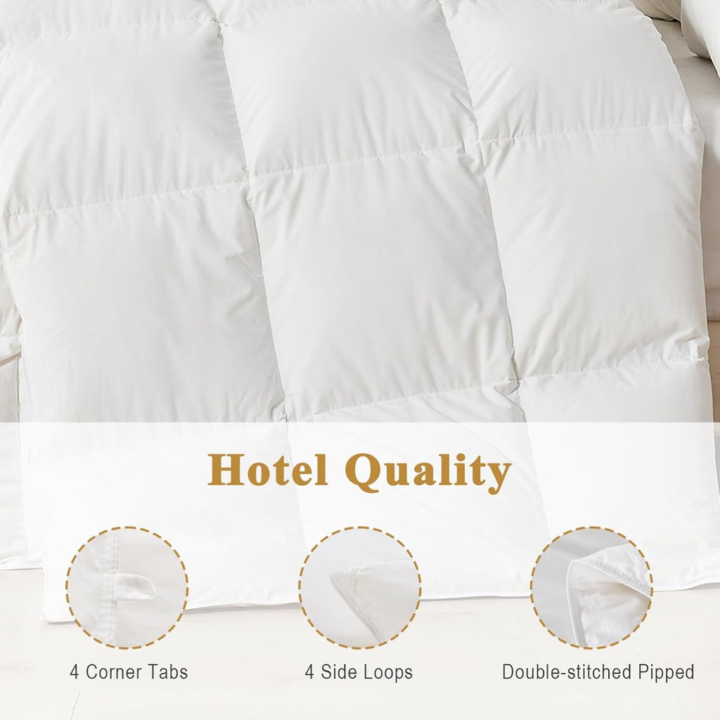 Feather Down Comforter Queen, Luxury Extra-Fluffy Duvet Insert