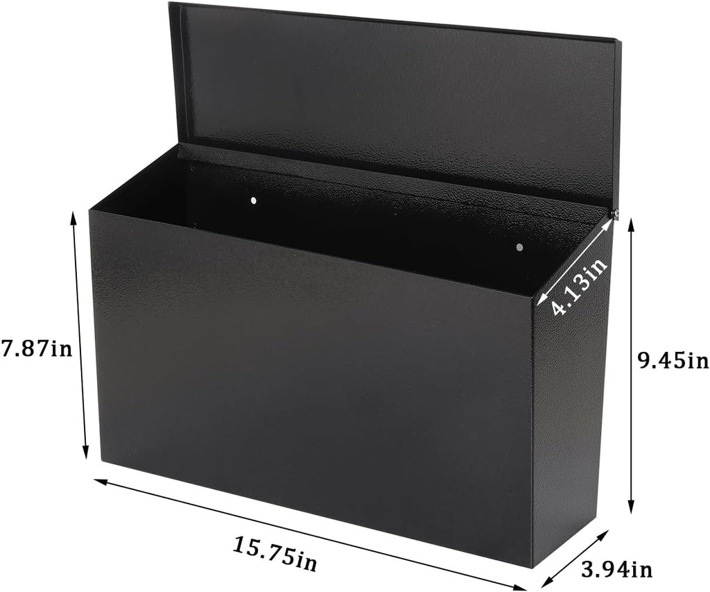 Locking Wall Mount Mailbox, Stainless Steel Mailboxes with Secure Key Lock and Newspaper Compartment, HPB2203 Silver