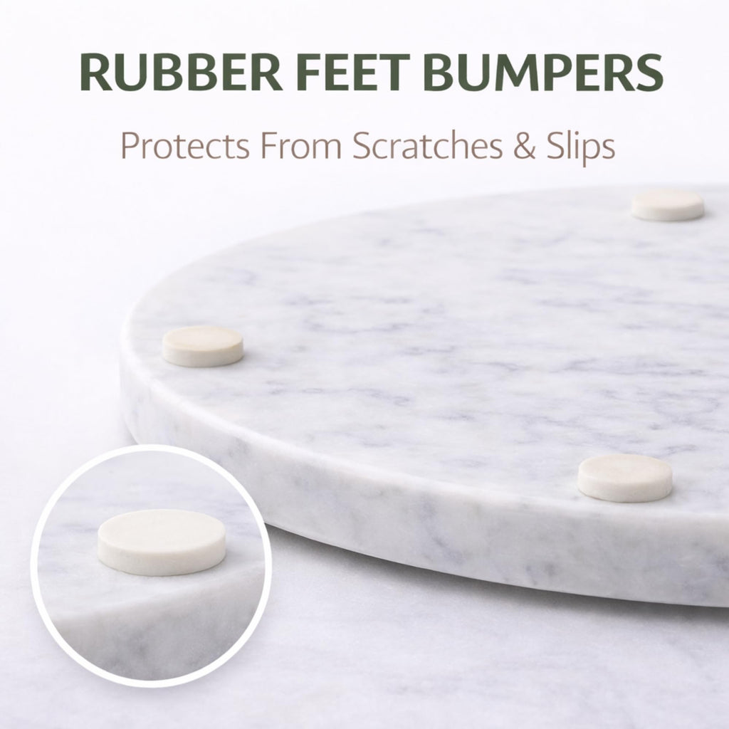 Round Marble Cheese Board with Non-Slip Feet