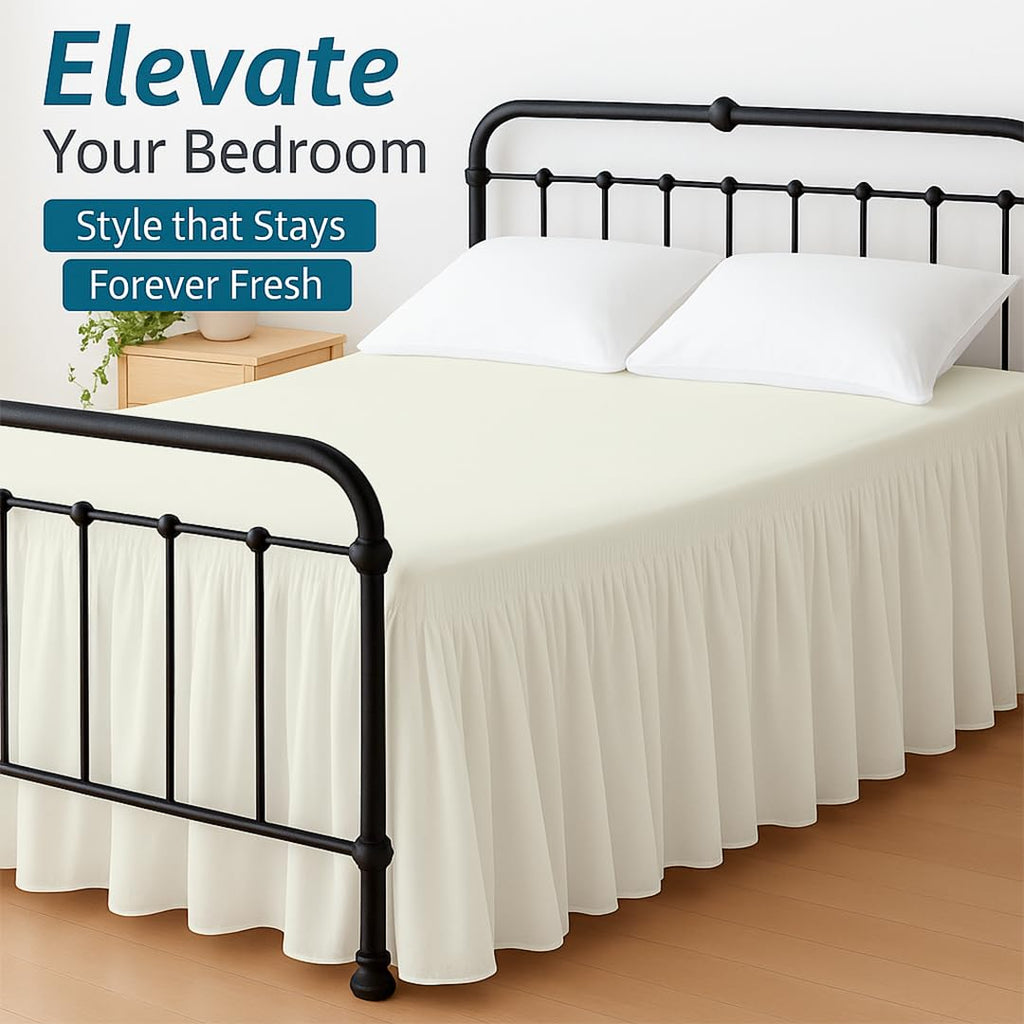Ruffled Bed Skirt with Split Corners, Gathered Style, 100% Microfiber, 12-Inch Drop, Dust Ruffle Bedskirt with