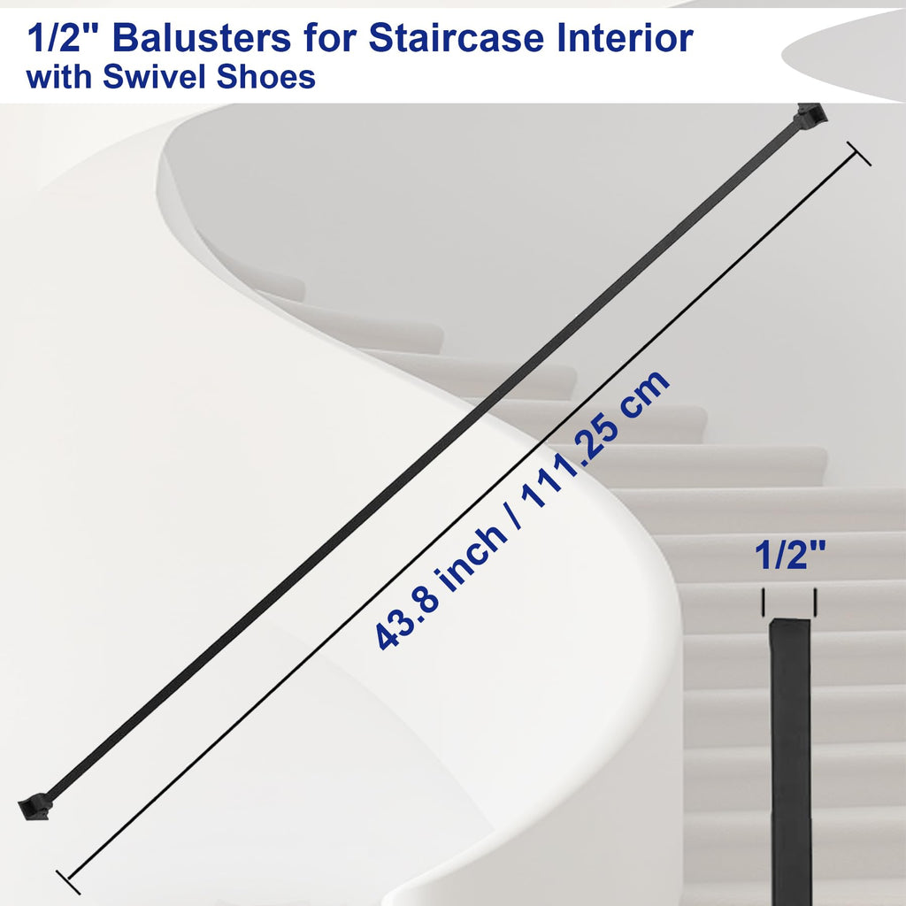15 Pack Iron Balusters 44" Square Hollow Stair Spindles