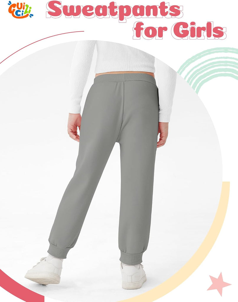 Girls Sweatpants Toddler Jogger Pants with Pockets Soft Kids Sweat Athletic Sports Lounge Active Pants