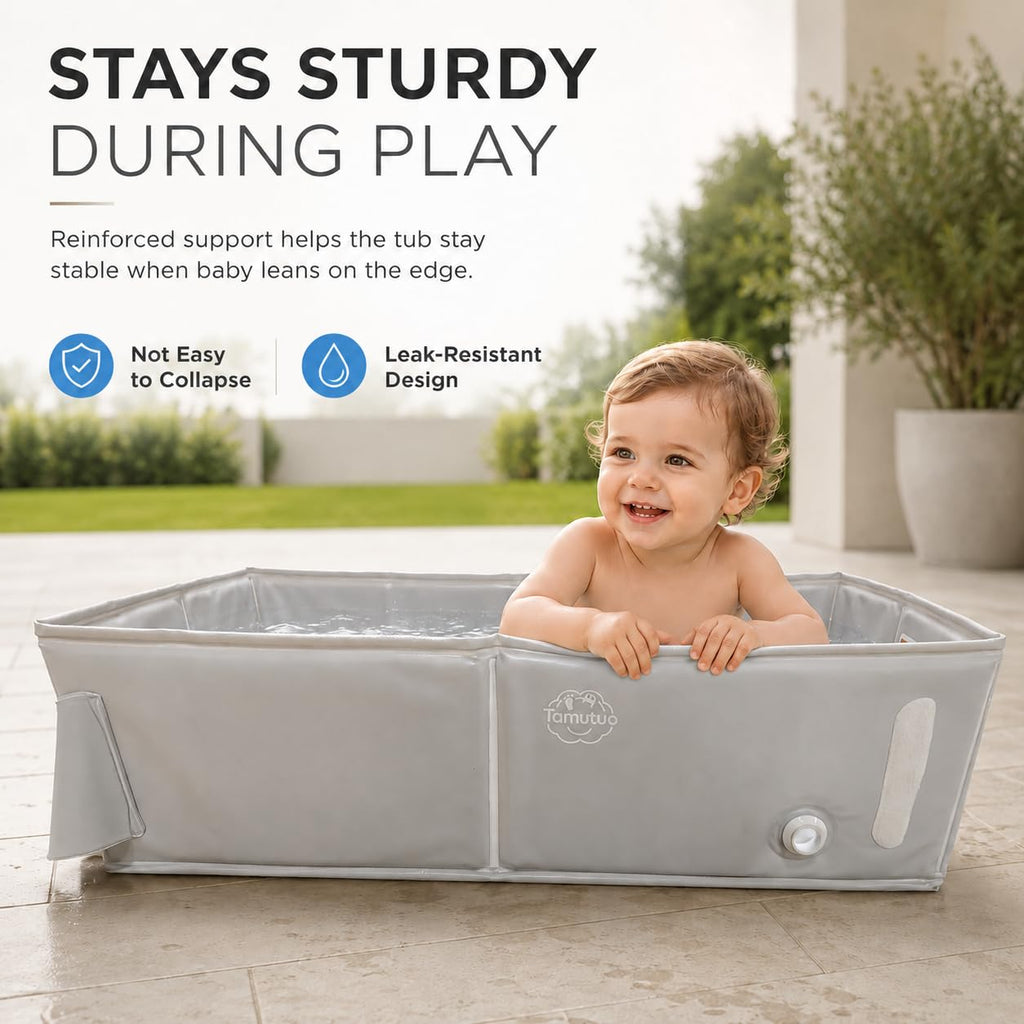 Collapsible Baby Bathtub for Baby 6 Months - 5 Years, Portable Large Toddler Bathtub Non-Slip Safe BañEra para Bebe