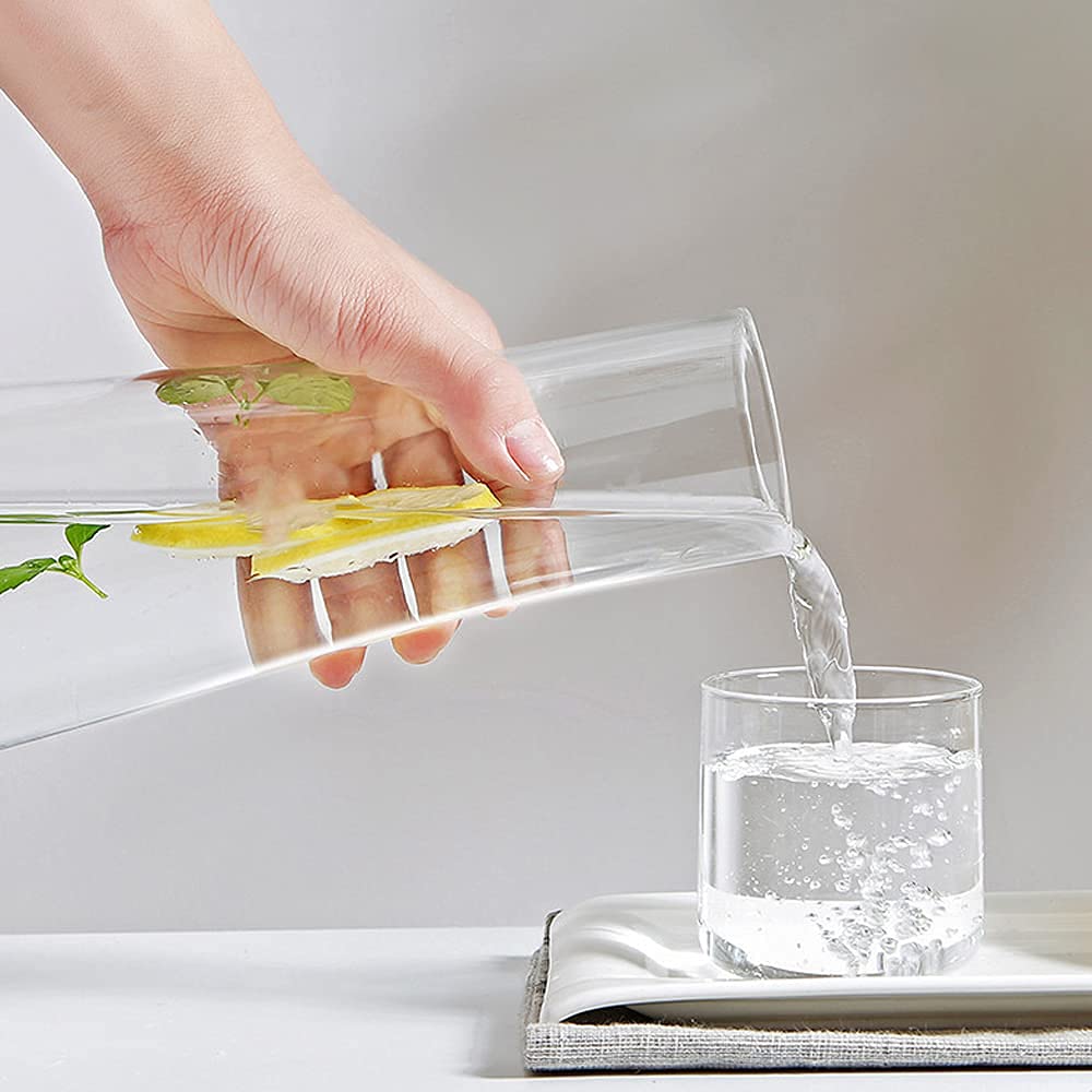 30 oz/850ml Bedside Water Carafe and Glass Set with Cup, Clear
