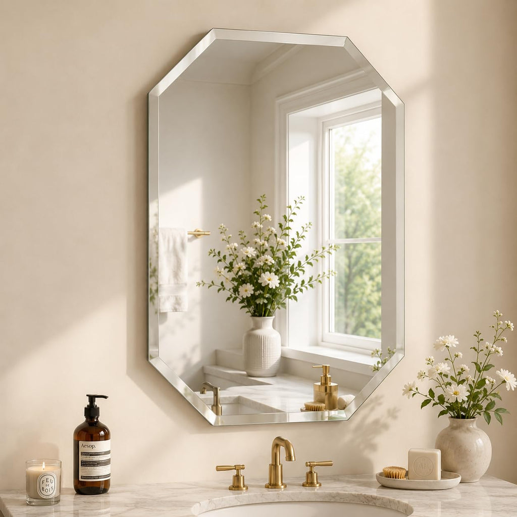Silver Wall Mirror-Beveled Edge Frameless 24X36inch Rectangle Mirrors