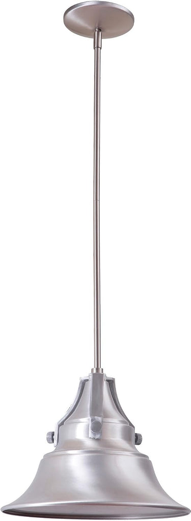 Union Industrial Outdoor Pendant Lighting, 1-Light, 100 Watts, Satin Aluminum (12"W x 47"H)