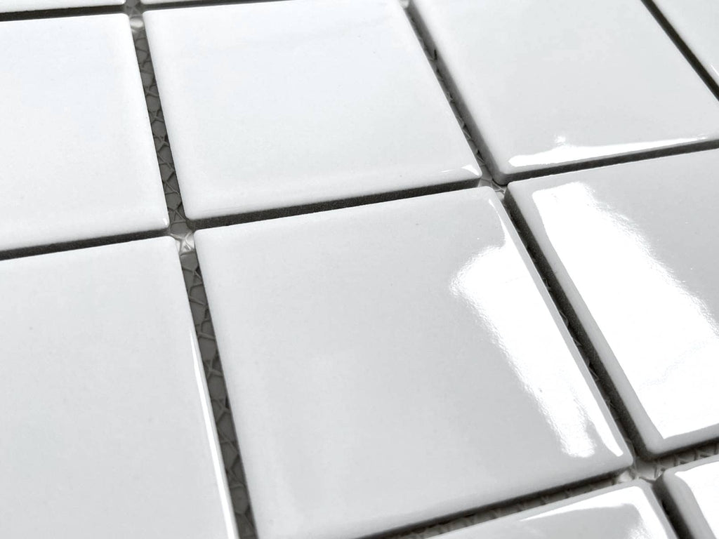 5 sq.ft. White 3x3 Porcelain Tile - Polished Square Mosaic Backsplash, Bathroom Walls, Showers, Countertops, Pools