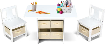 Kids Table and Chairs with Storage, 6 Drawers Toddlers Table and Chair Set- Ideal for 3-8 Years Old, European Grade