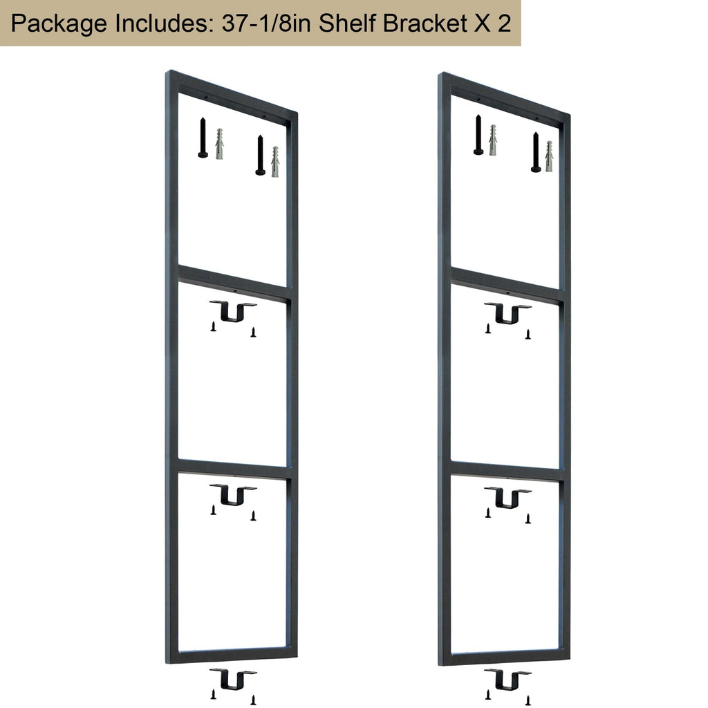 3-Tier Ceiling Mount Shelf Brackets, Industrial Rustic Black Storage Hanging Pipe Shelf, Max Load 100lbs, No Wooden Plank