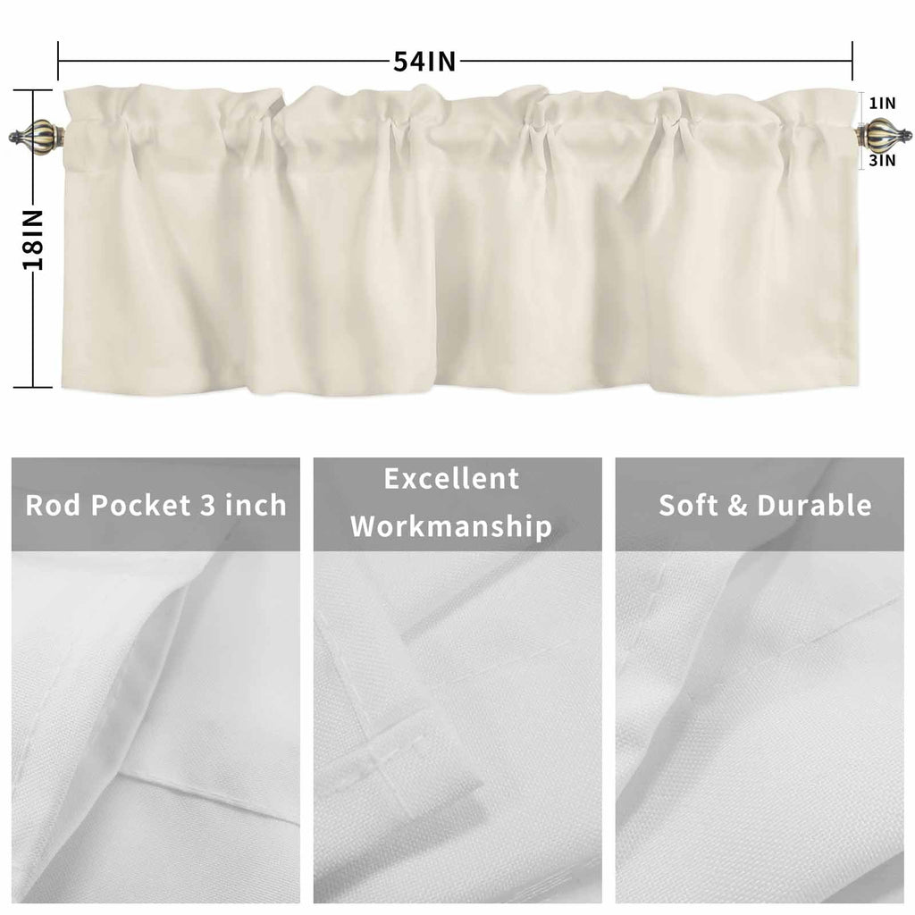 Camel Beige Valances Window Treatment Farmhouse Decor, Pastoral Solid Color Pure Beige Modern Rod Pocket Valance
