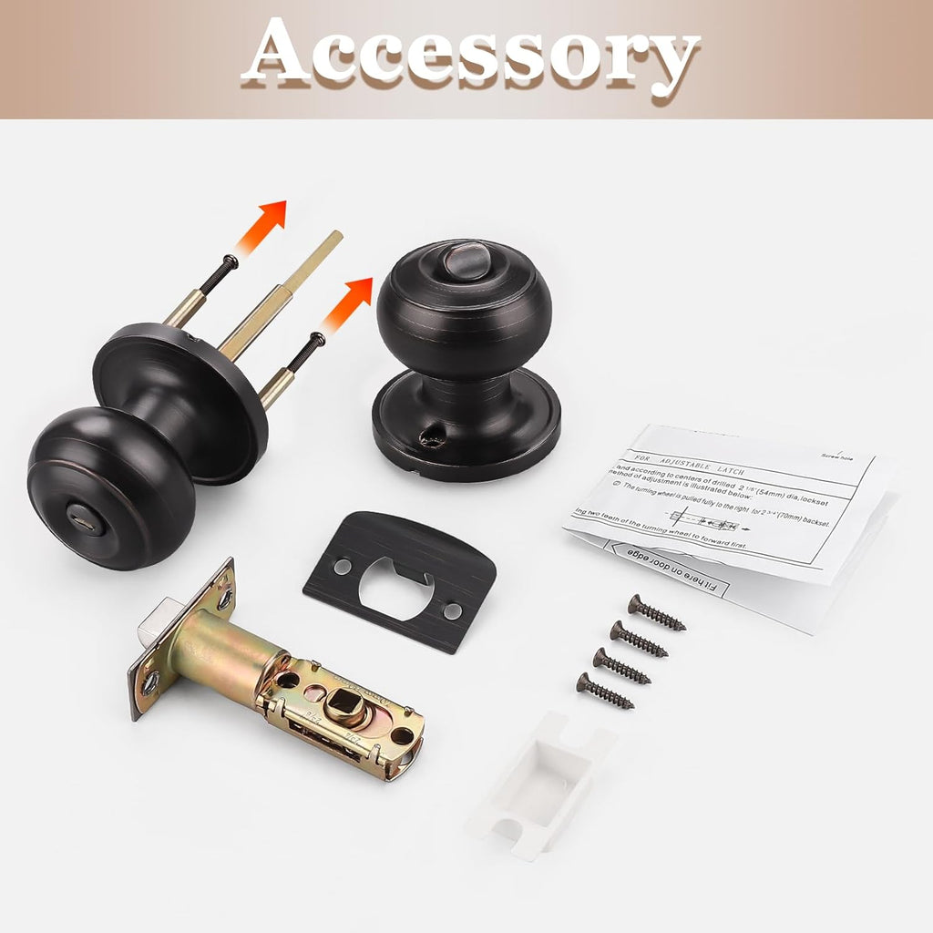 Oil Rubbed Bronze Door Knobs Interior, 10 Pack