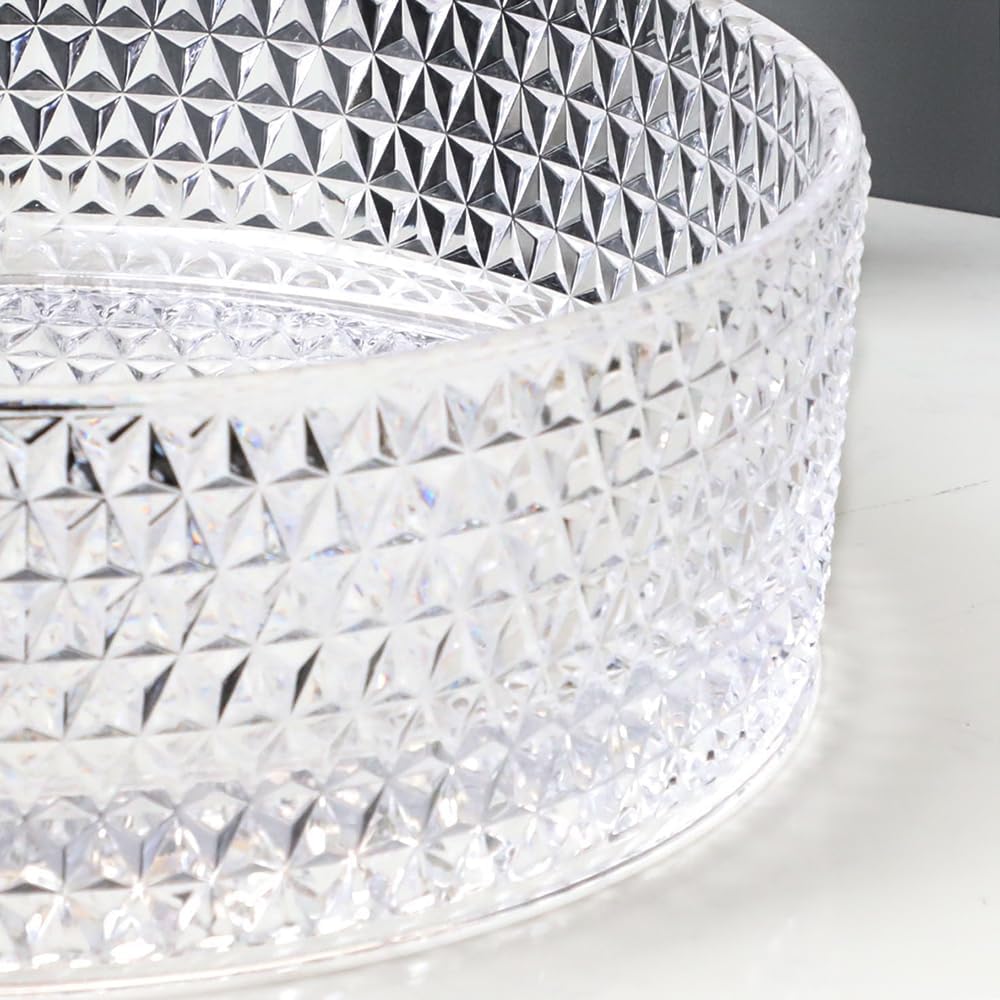 16 Inch Crystal Bathroom Vessel Sink with Faucet and Drain Combo,Diamond Shaped Clear Tempered Glass Vessel Sink Above