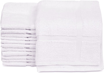 12 Pack New Cotton Blend Economy White Hotel Bath Mat Towel (18x25 Inches) Light Weight Quick Drying & Machine