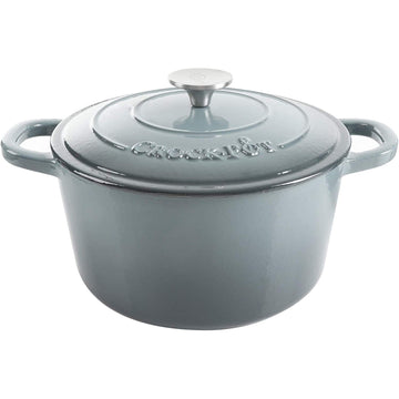 Artisan 7-Quart Round Enameled Cast Iron Dutch Oven - Slate Gray, Heavy-Duty Cookware for Slow Cooking, Baking