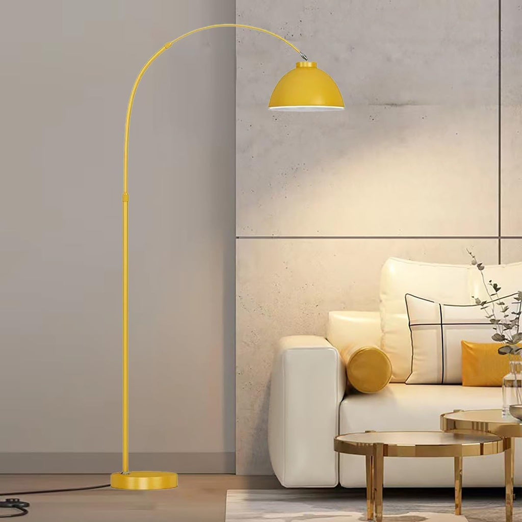 Modern Arc Yellow Floor Lamp,Tall Reading Lamps Floor Standing,Adjustable Macaron Color Floor Lamps Bedroom and Office