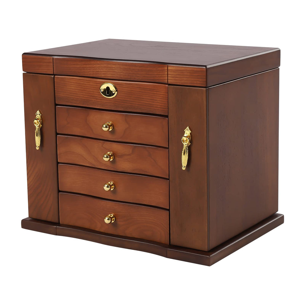 Extra Large 5 Layers Wooden Jewelry Box Jewelry Case Cabinet Armoire Ring Necklacel Gift Storage Box Organizer(5