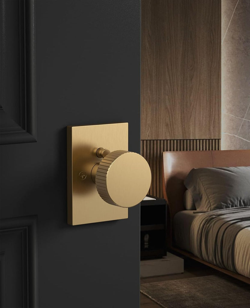 6 Pack Champagne Bronze Privacy Interior Door Knobs