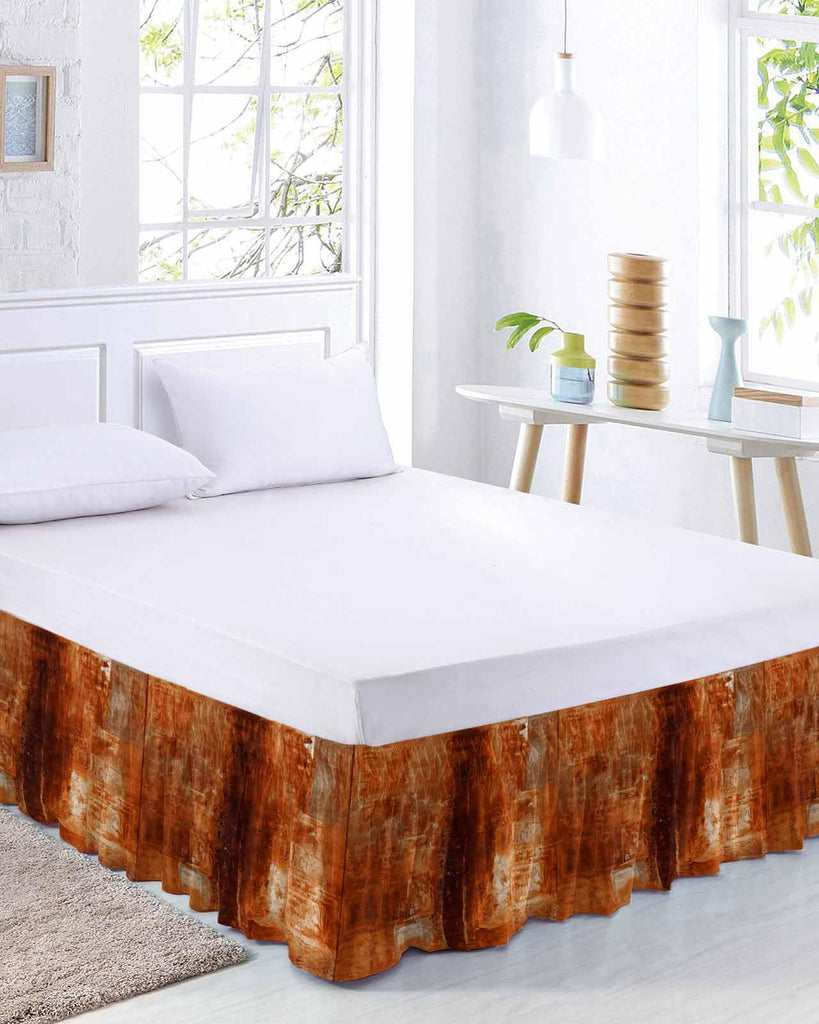 Burnt Orange Bed Skirt King Size 18 Inch Drop, Adjustable Elastic Bedskirt Dust Ruffle for King Size Bed, Modern