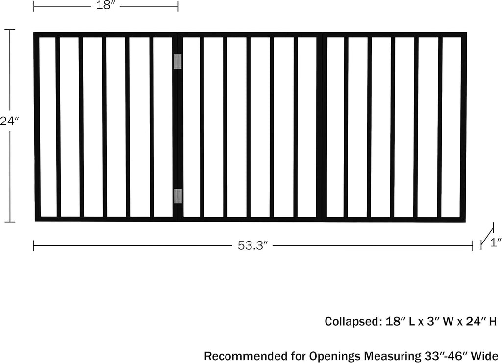 Pet Gate - 3-Panel Indoor Foldable Dog Fence for Stairs, Hallways, or Doorways - 54x24-Inch Wood Freestanding Dog