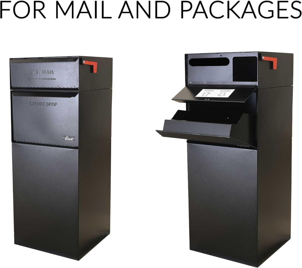 Full Service Vault DVCS0015 Secure Curbside Mailbox/Package Drop with Locking Letterbox (Black)