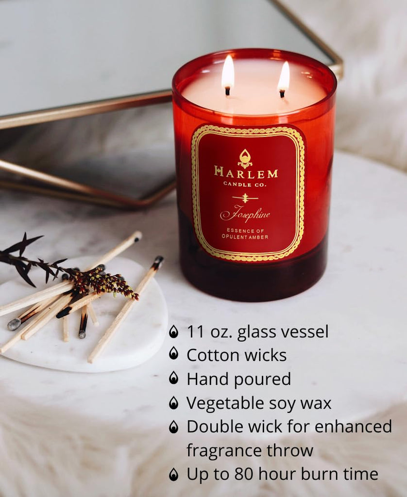 Josephine - Luxury Scented Soy Candle, 11 oz - 80-Hour Burn Time | Rose, Jasmine, Warm Amber, Tonka Bean, and