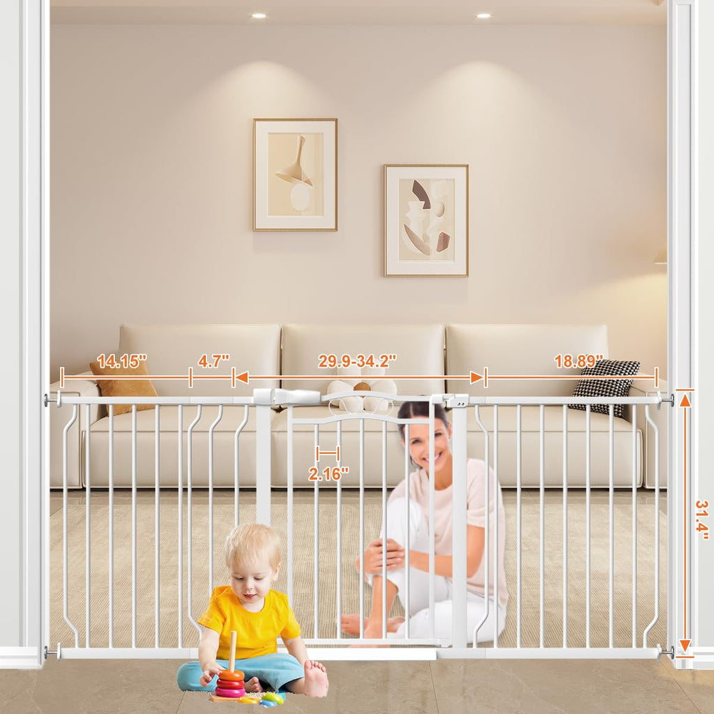 62.5-71.6 Inch Extra Wide Baby Gate, Auto Close Dual Lock Dog Gate