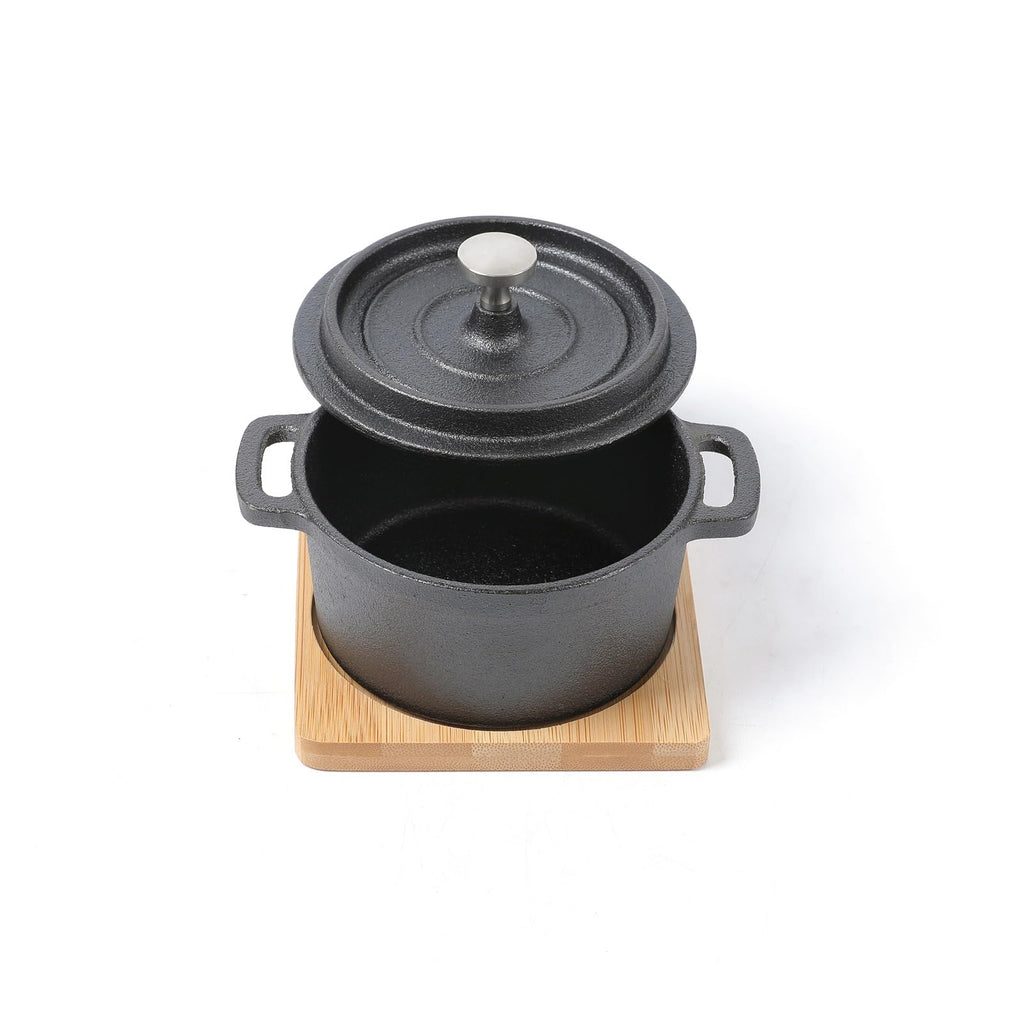 Cast Iron Mini Dutch Oven with Lid Sauce pan Melting pot 270ml/9.13oz/1.08cup Black Set of 6
