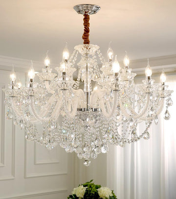 Clear Crystal Chandelier, K9 Crystal 18 Lights, E12 Bulbs, Modern Ceiling Lamp for Living Room, Bedroom, Dining Room, UL-Listed, Easy to Install (18-Light) A110-B0C6SKG8V8