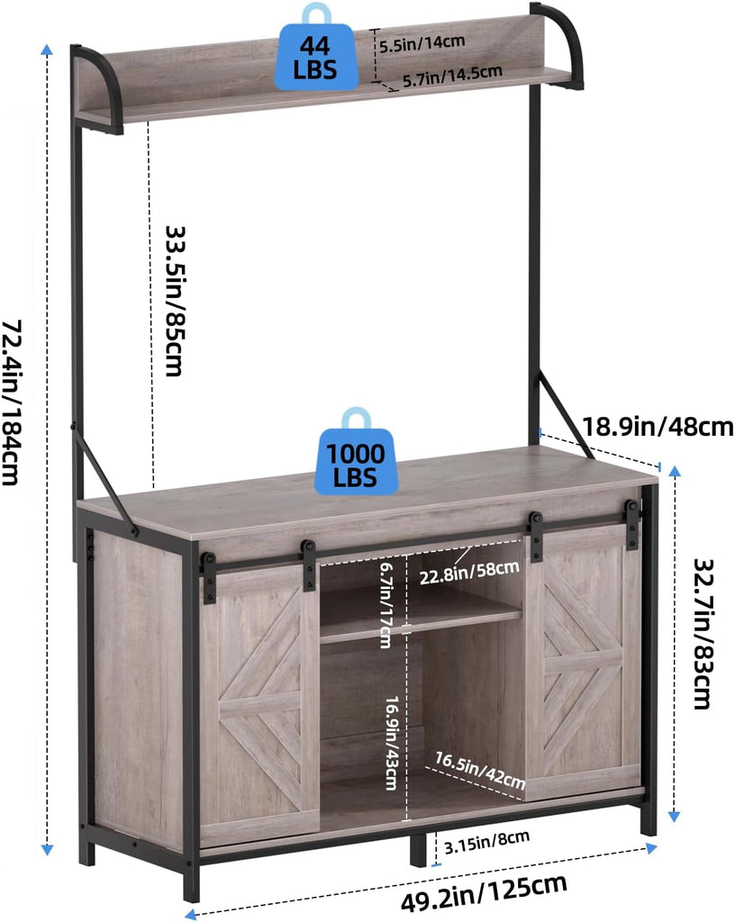 55-75 Gallon Fish Tank Stand with Power Outlets, Heavy Duty Metal Frame Aquarium Stand with Barn Door, Turtle Reptile
