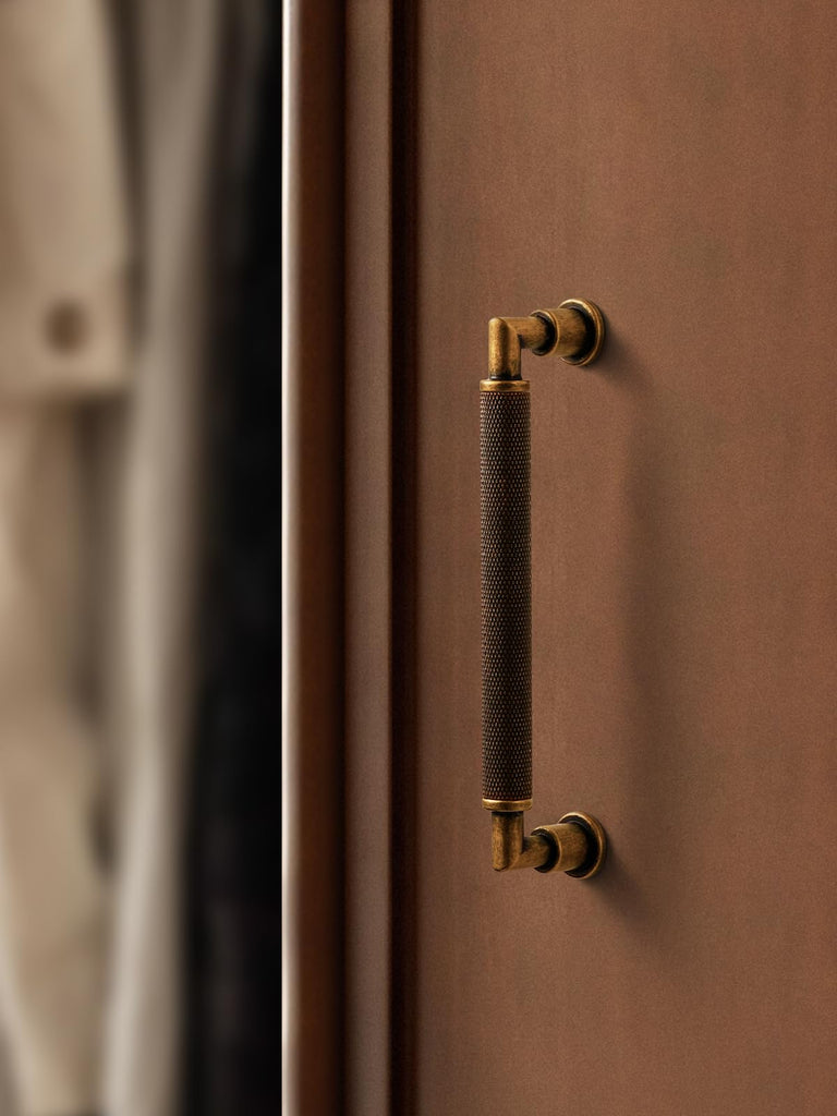 10 Pack Antique Brass Cabinet Pulls 5" Hole Center Knurled Vintage Drawer Pulls Bathroom Dresser Handles Hardware Bar