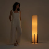 Parker Paper Lantern Floor lamp, 48 Inch Tall Lamp with Wood Frame, Asian Design