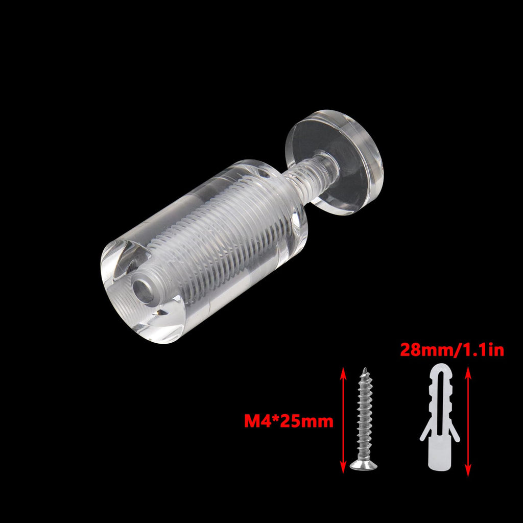 Clear Standoffs, Glass Wall Mount Hardware Kit, 25 x 40mm (8Pcs)