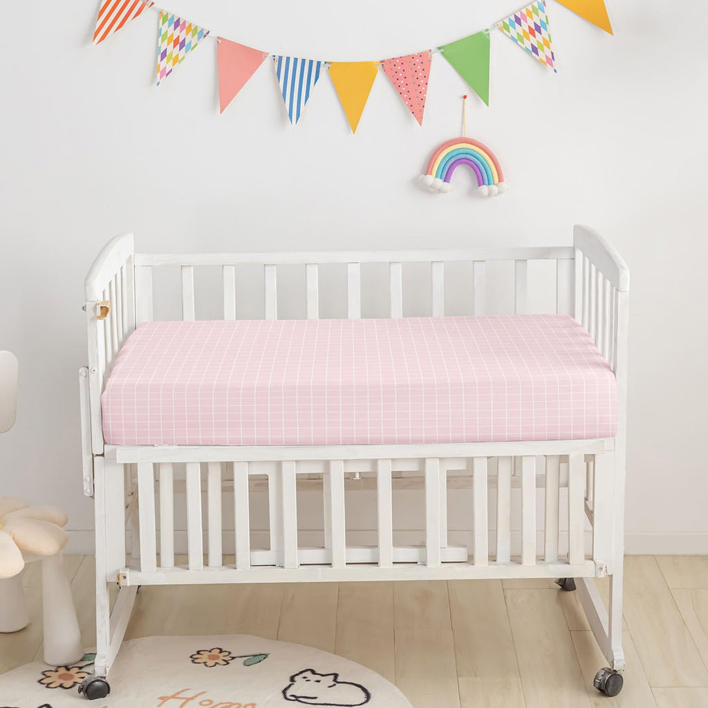 Crib Bedding Set,3pcs Nursery Crib Bedding with Comforter Crib Sheet & Crib Skirt,Pink Gamepad Printed Nursery