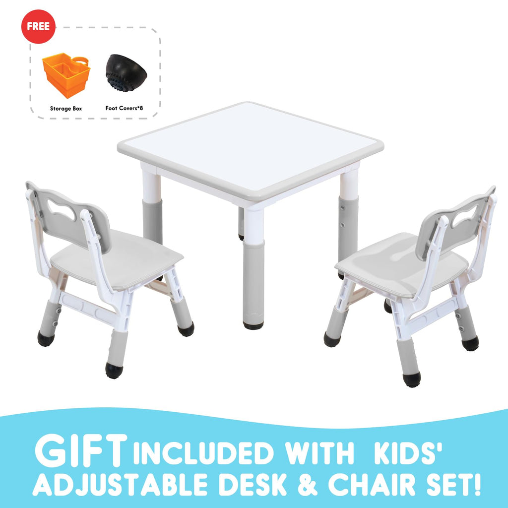 Kids Table & Chair Set with Adjustable Toddler-Safe Non-Slip Legs, Activity & Graffiti-Proof Desktop Ages 3-12