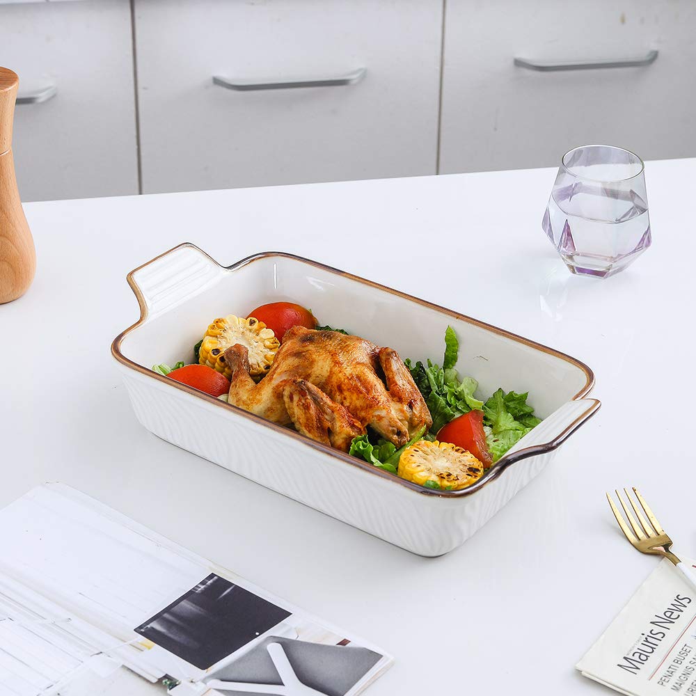 Bakeware Set, Ceramic Baking Dish Set, Rectangular Casserole Dish Set, Lasagna Pans for Cooking, Cake Dinner