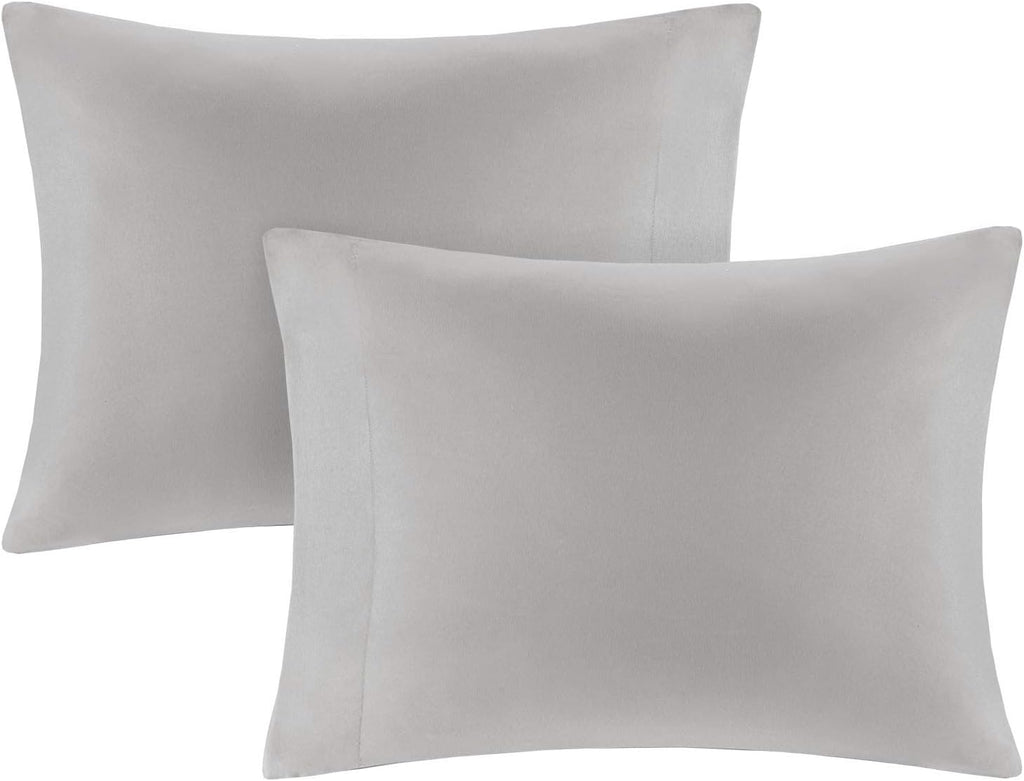 Comforter Sets with Sheets - Bed in a Bag 9 Pieces Teen Bedding Sets , Red and Grey Stripes Bedding Full