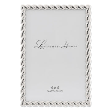 Metal Frame, Rope Design, Silver, 4x6
