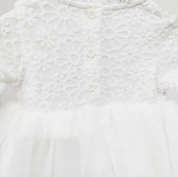 Baby Girl White Lace Dress Christening Bonnet Set, Long Sleeve Cotton Lined Baptism Dress Newborn Girl Spring Autumn