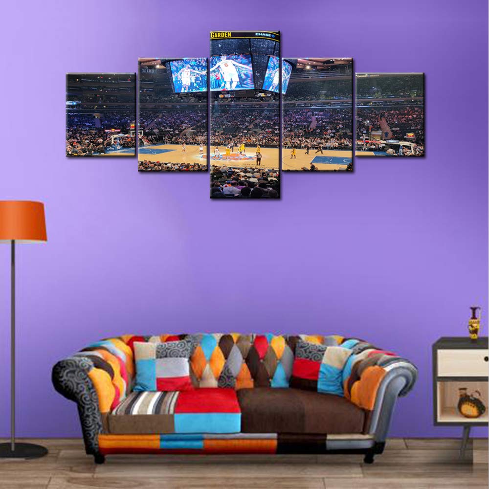 Wall New York Manhattan Madison Square Garden Paintings Basketball Pictures 5 Piece Canvas Modern Artwork Home Decor