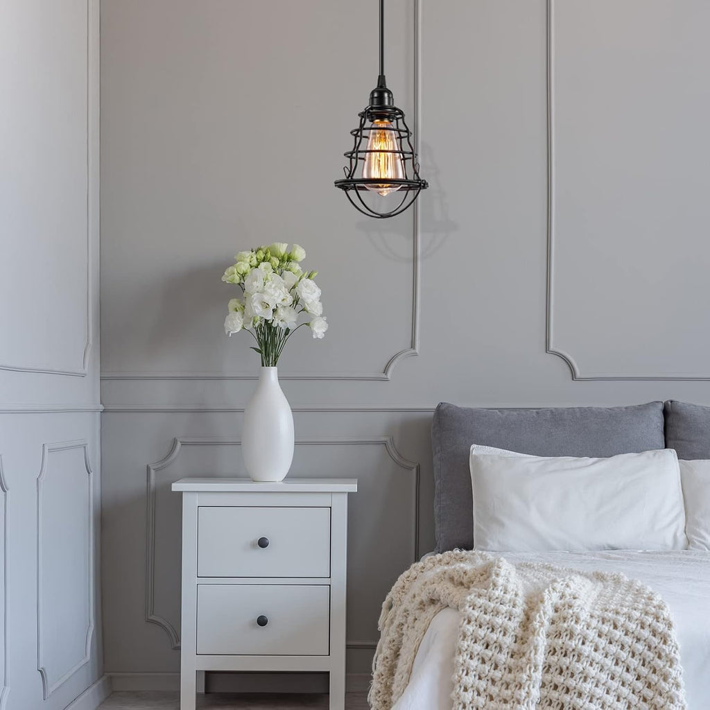 Industrial Pendant Light INNOCCY Edison Hanging Cage Pendant Lights E26 E27 Base Vintage Adjustable Pendant Lamp