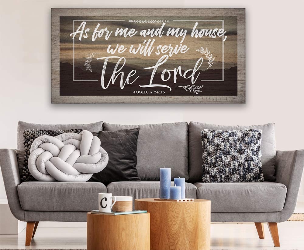 As For Me And My House, 12"x24" Canvas Wall Art (Printed on Canvas, Not Wood), Perfect Above a Couch and Decor, Great