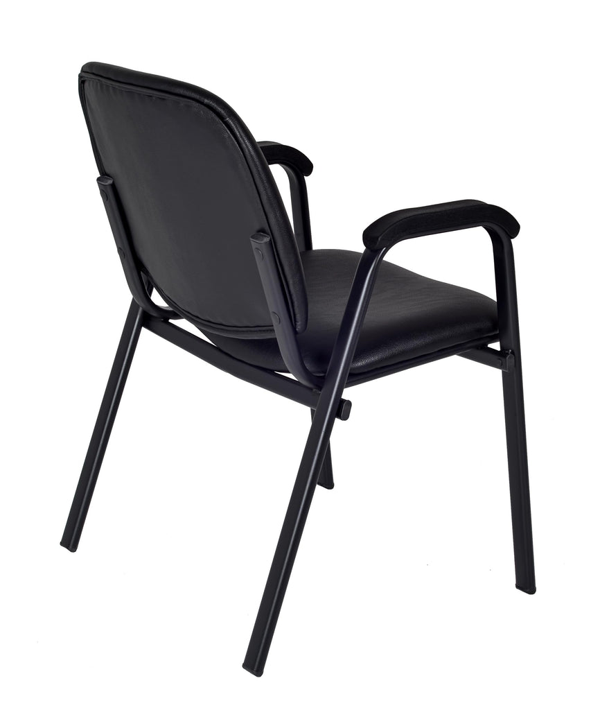 Ace Vinyl Guest Stacking Chair with Arms, Durable and Comfortable Upholstery, Sturdy Steel Frame, Stackable Design