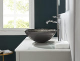 Honeysuckle Series Round Tempered Deco Glass Vessel Bathroom Sink | Top Mount Sinks Above Countertop |Handicraft