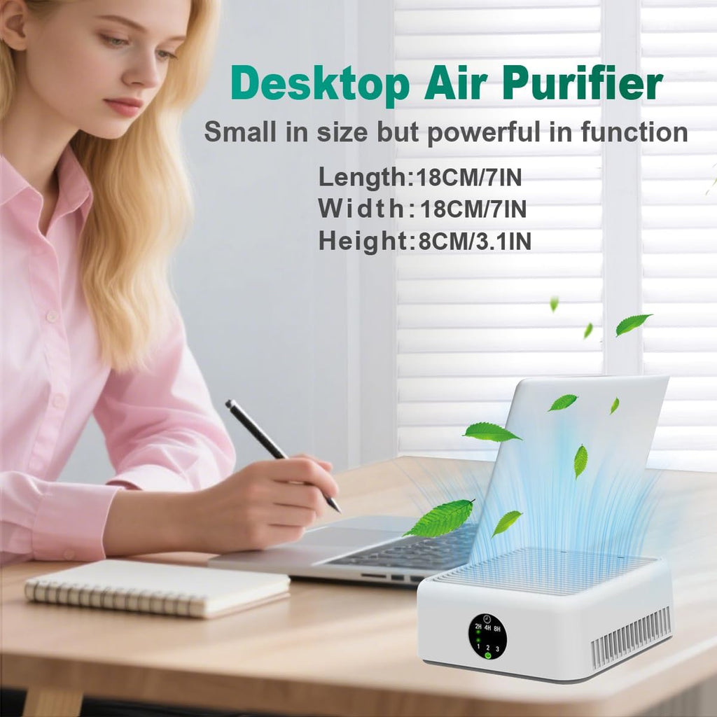 Air Purifiers for Home,True HEPA Small Air Purifier for Dorm Room, Up to 615 Ft²,15dB Quiet,for Smok