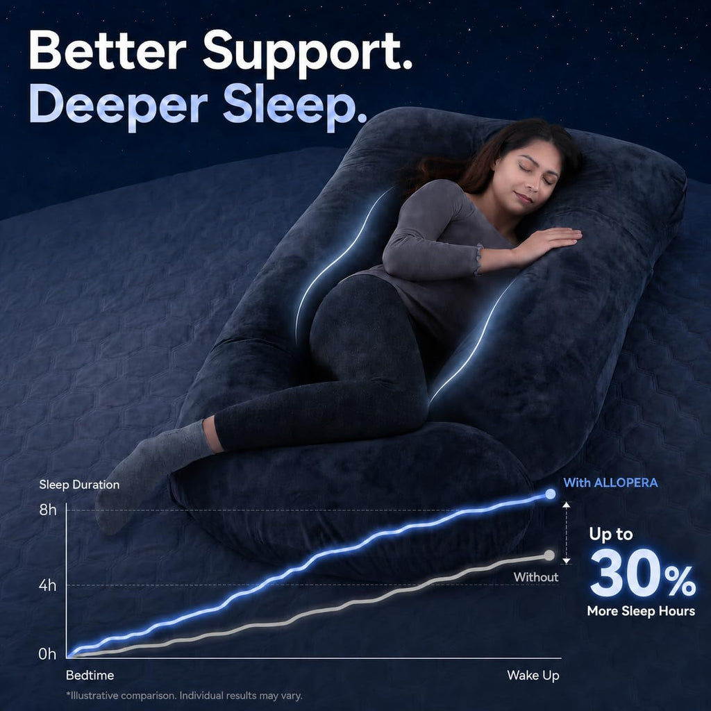 U Shape Pregnancy Pillow - Full Body Maternity Pillow for Sleeping | Side Sleeper Support for Back, Belly, Hip & Leg