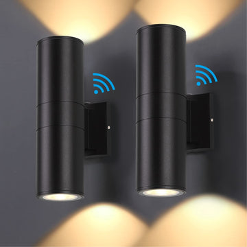 Dusk to Dawn Outdoor Lighting Sensor Wall Lights 2Pack, 12W 2700K Integrated LED Cylinder Up Down Lights Outdoor