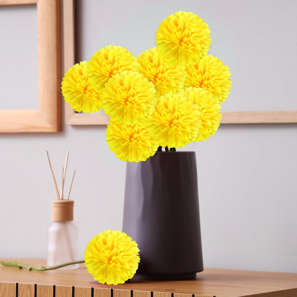 36 Pcs Chrysanthemum Artificial Flowers Yellow Fake Silk Mums
